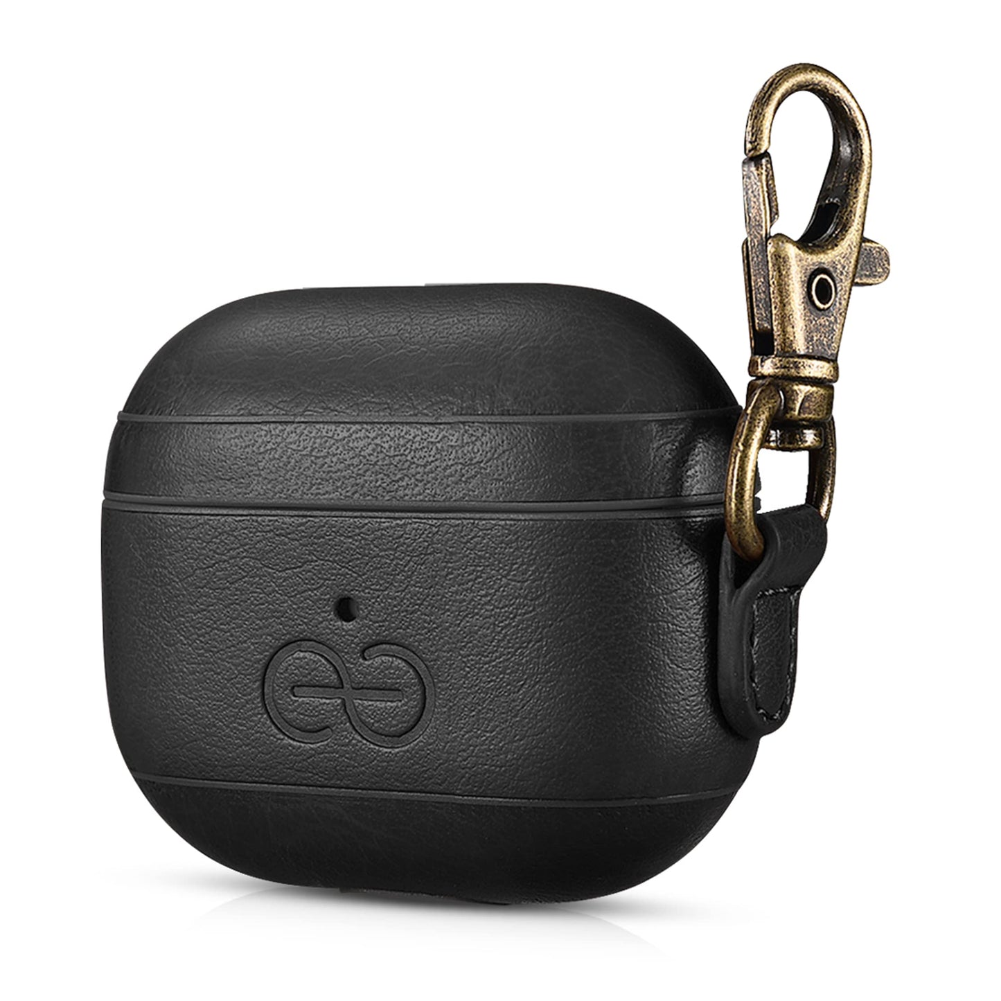 Dreem Om Case Cover with Keychain Clip Compatible with AirPods 3 for Apple AirPods 3rd Generation, Vegan Leather AirPod Case for Men & Women, Luxury Earbuds Accessory for iPhone - Black