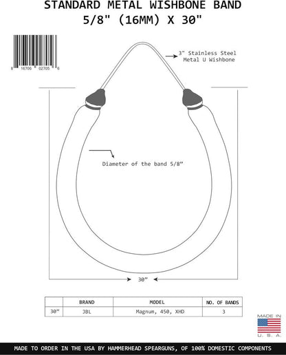 Metal Wishbone Bands for JBL, AB Biller & Ocean Rhino - 5/8” (16mm) Speargun Accessories