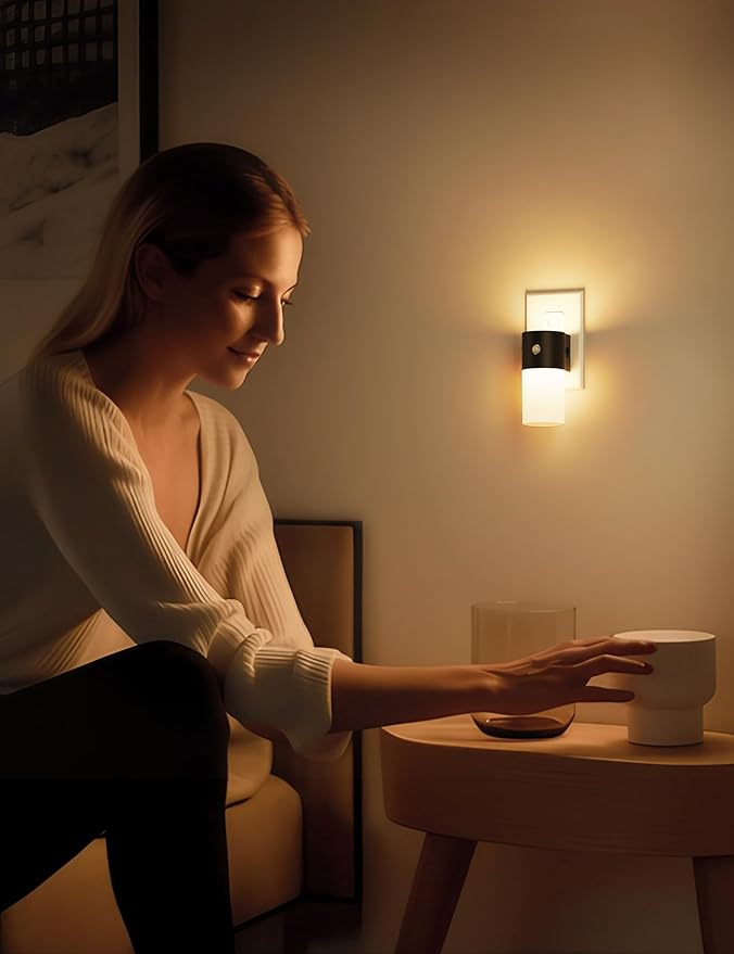L LOHAS LED Motion Sensor Night Light, [2 Pack] Motion Activated Night Light Plug into Wall, Dimmable 100LM, Soft White 3000K, Motion Sensor Light Indoor for Hallway Bedroom Stairway Bathroom Elderly