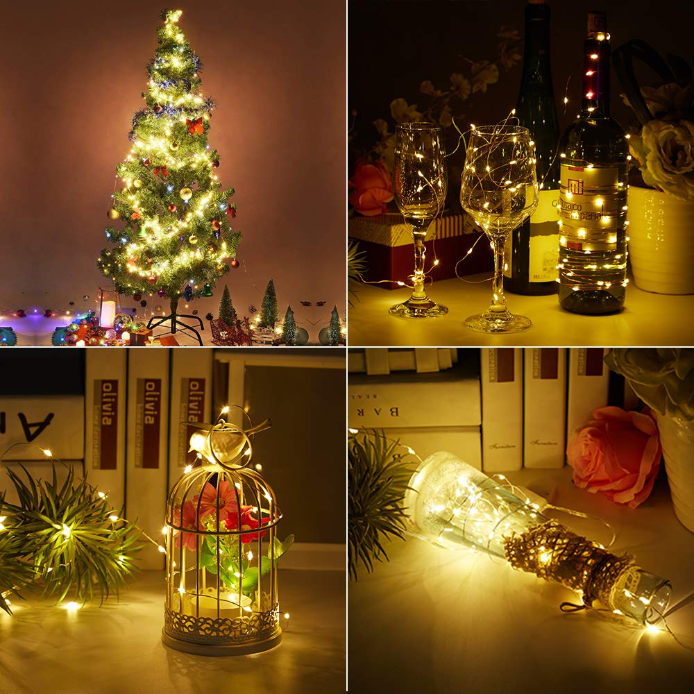 LIIDA LED Fairy String Lights, 12-Pack 20 Micro Lights On Silver Copper Wire (Batteries Include) for DIY Wedding Centerpiece, Mason Jar Craft, Christmas Tree, Garlands, Party Decoration (Warm White)
