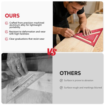Wakuka Carpenter Square,12 Inch Aluminum Alloy Rafter Square, Metric Scale Angle Drawing Carpenter Measuring Layout Tool, 0-90° Protractor Cast Triangle Ruler Protractor for Woodworking Carpentry