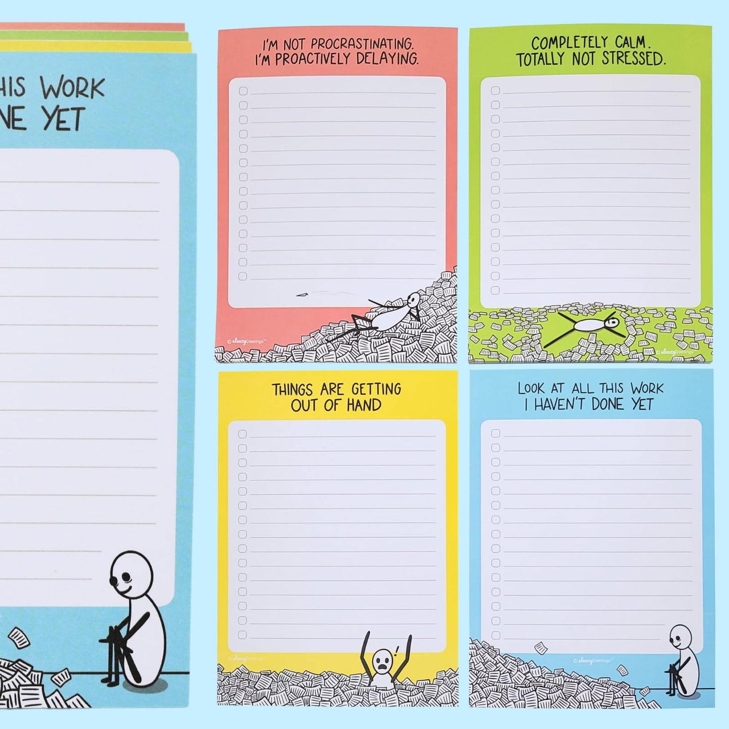 Sleazy Greetings Funny To Do List Notepad (4 Large Notepads) - 5 x 7-Inches Sarcastic Memo Pad Grocery Lists Note Pads - Funny Teacher Office Coworker Gifts for Women