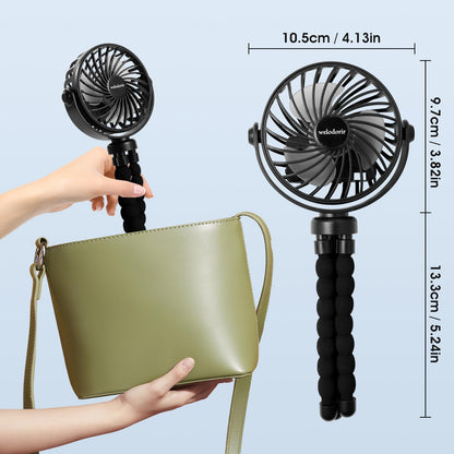 welodorir Rechargeable Stroller Fan Portable USB Small Handheld Mini Car Seat Clip On Fan With Flexible Tripod 3 Speed 360° Rotate for Push Chair Crib Office Treadmill Bike and Travel