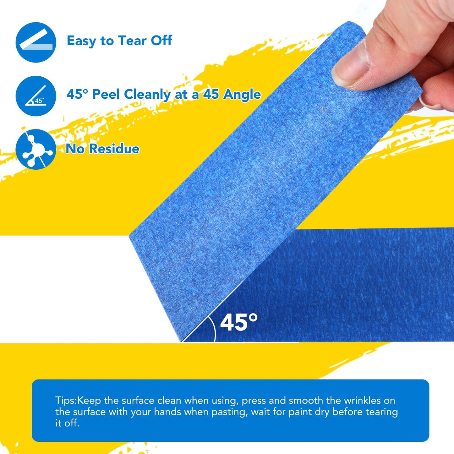 VOISEN 5 Packs Painters Tape, Blue Painters Tape, 3 Inch Wide (3 in x 55 Yds), Masking Tape for Multi-Purpose, Masking Tape Bulk,DIY Artist Craft Arts, Decoration, Drafting, No Residue