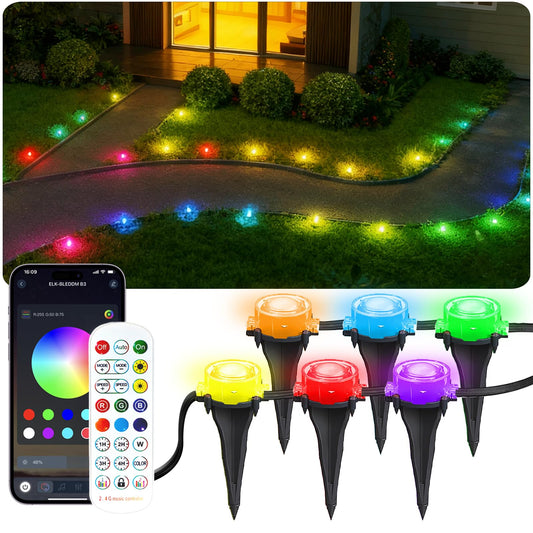 100Ft RGB Ground Lights Outdoor LED Pathway Lights, Multi Color Changing Christmas Decor Waterproof Walkway Lighting for Outside Garden Back Yard Lawn Driveway Patio Landscape Lighting, Smart Control