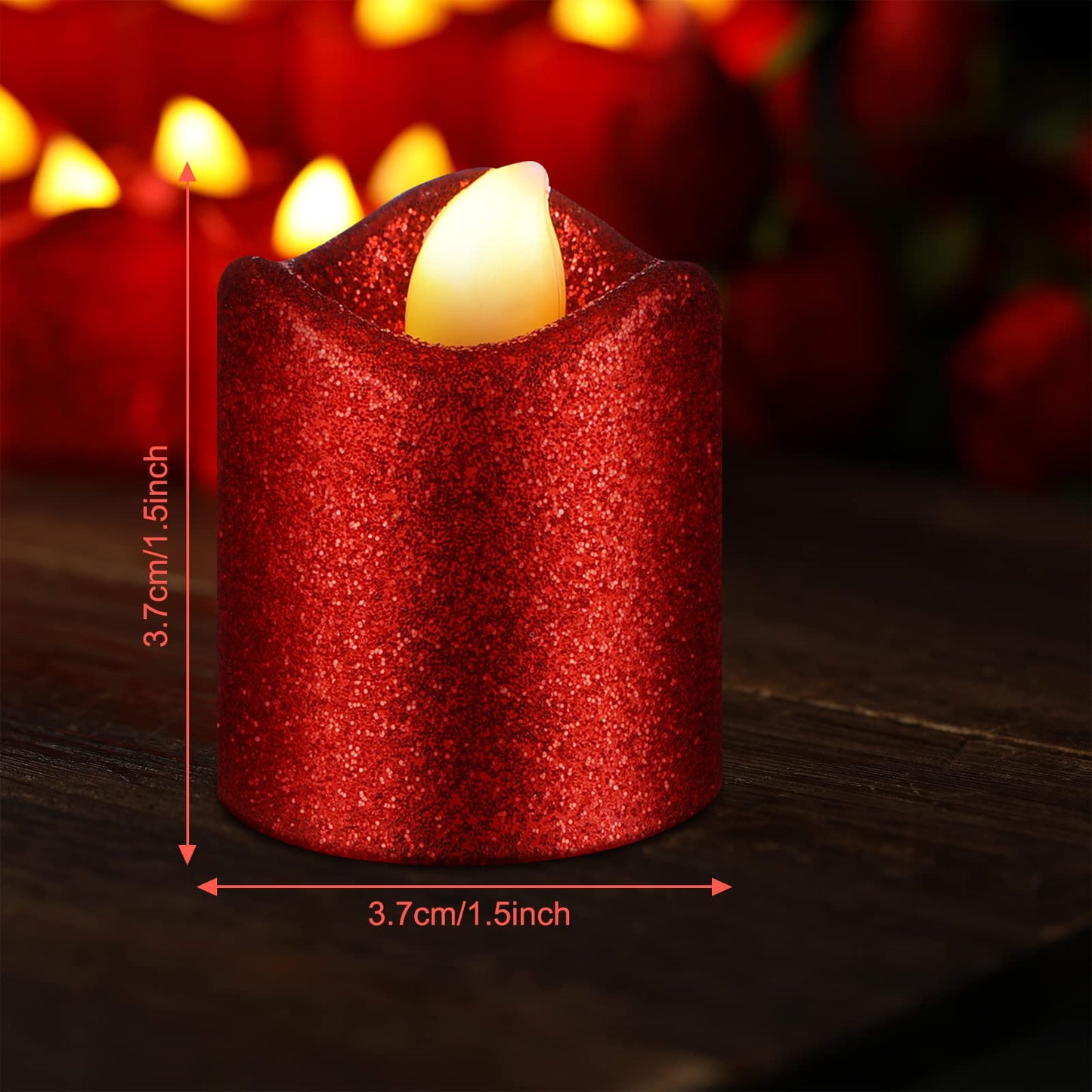 Honoson 24 Pack Red Candles Party Decoration Flameless LED Tea Light Battery Operated Candle for Halloween Christmas Valentines Day Diwali Wedding Table Decor