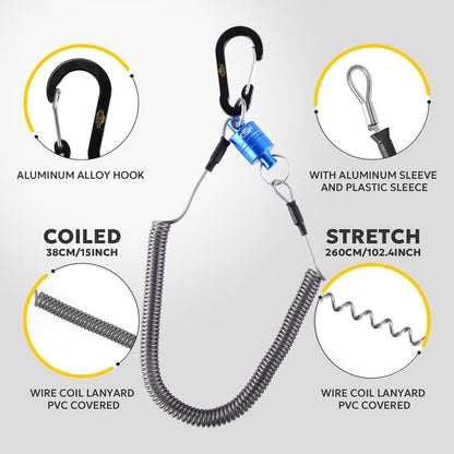 SF Strongest Magnetic Release Holder with Coiled Lanyard Aluminum Alloy Hook - Blue