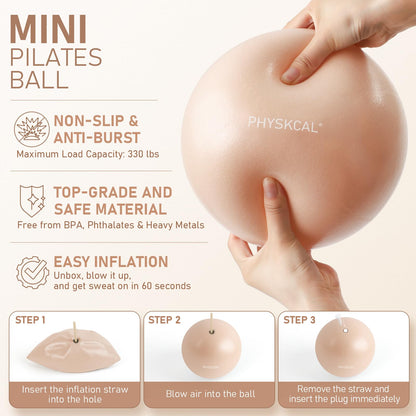 PhysKcal Pilates Ring Set, Magic Ring with 1x Core Ball, 3X Resistant Loop and 2X Flex Band, Pilates on Mat Essential Kit (Nude)