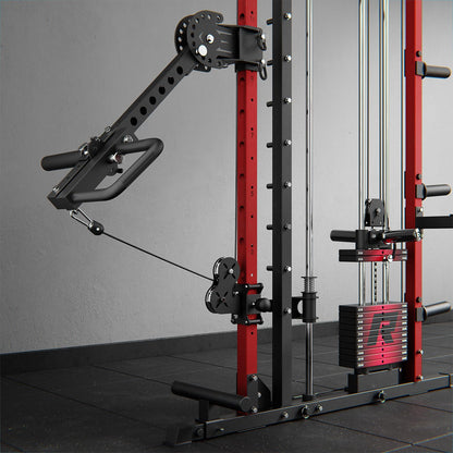 RitFit M1 Pro Smith Machine with LAM1 Adjustable Lever Arm Attachment, All-in-One Power Cage, Power Rack with LAT Pulldown & Cable Crossover System for Home Gym(Black)