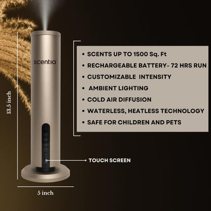 Smart Plug-in Diffuser with App Control | Waterless Cold Air Diffuser | My Way Hotel-Inspired Scent Included | 500 Sq. Ft. Coverage | Mother's Day & Housewarming Gift | Black