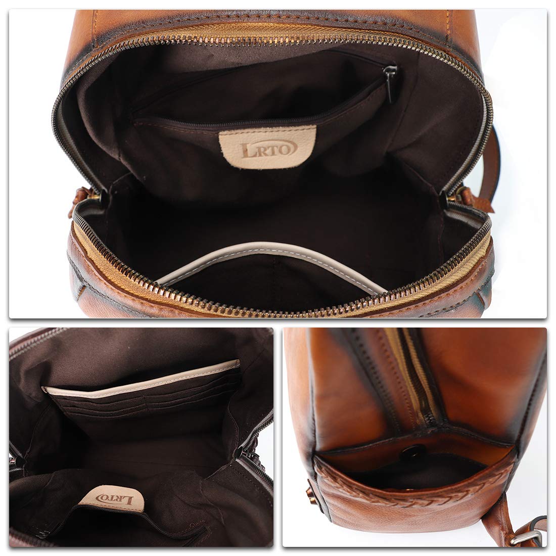 Genuine Leather Backpack Purse for Women Vintage Rucksack Casual Back Bag Handmade Cowhide Western Daypack (Brown)