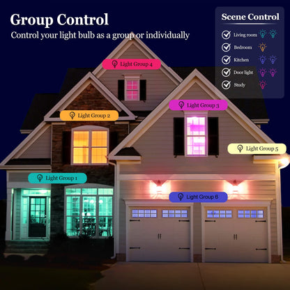Smart Light Bulbs 4Pack with Remote, A19 E26 800LM LED Color Changing Light Bulb, WiFi & Bluetooth 5.0, Warm to Cool White, Dimmable, RGB Smart Home Lighting Work with Alexa Google Assistant