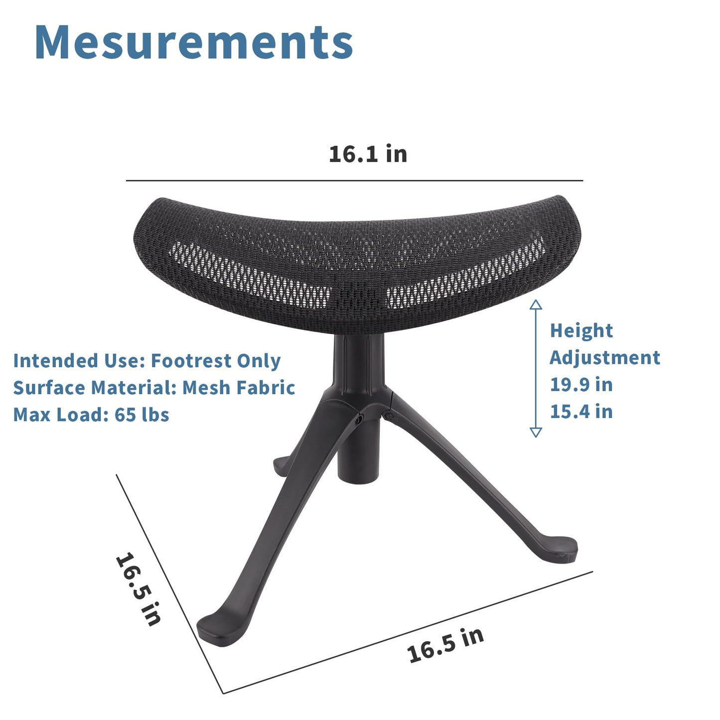 Under Desk Footrest, 2-in-1 Height Adjustable Rotatable Ergonomic Under Desk Foot Rest Ottoman, Rolling Leg Rest Stool with Breathable Mesh and Nylon Frame for Home Office
