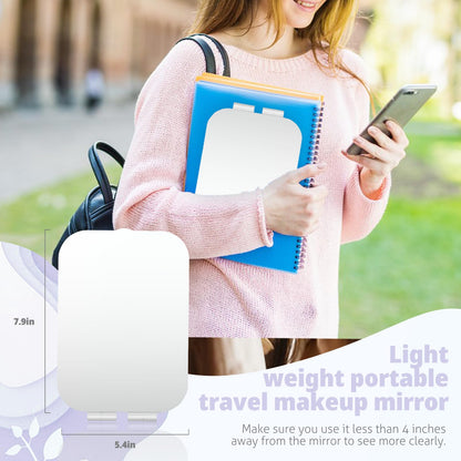 Travel Makeup Mirror, Portable Mirror with 3 Adjustable Light Settings, USB-Rechargeable Vanity Mirror with Lights，Gift for Women and Girls