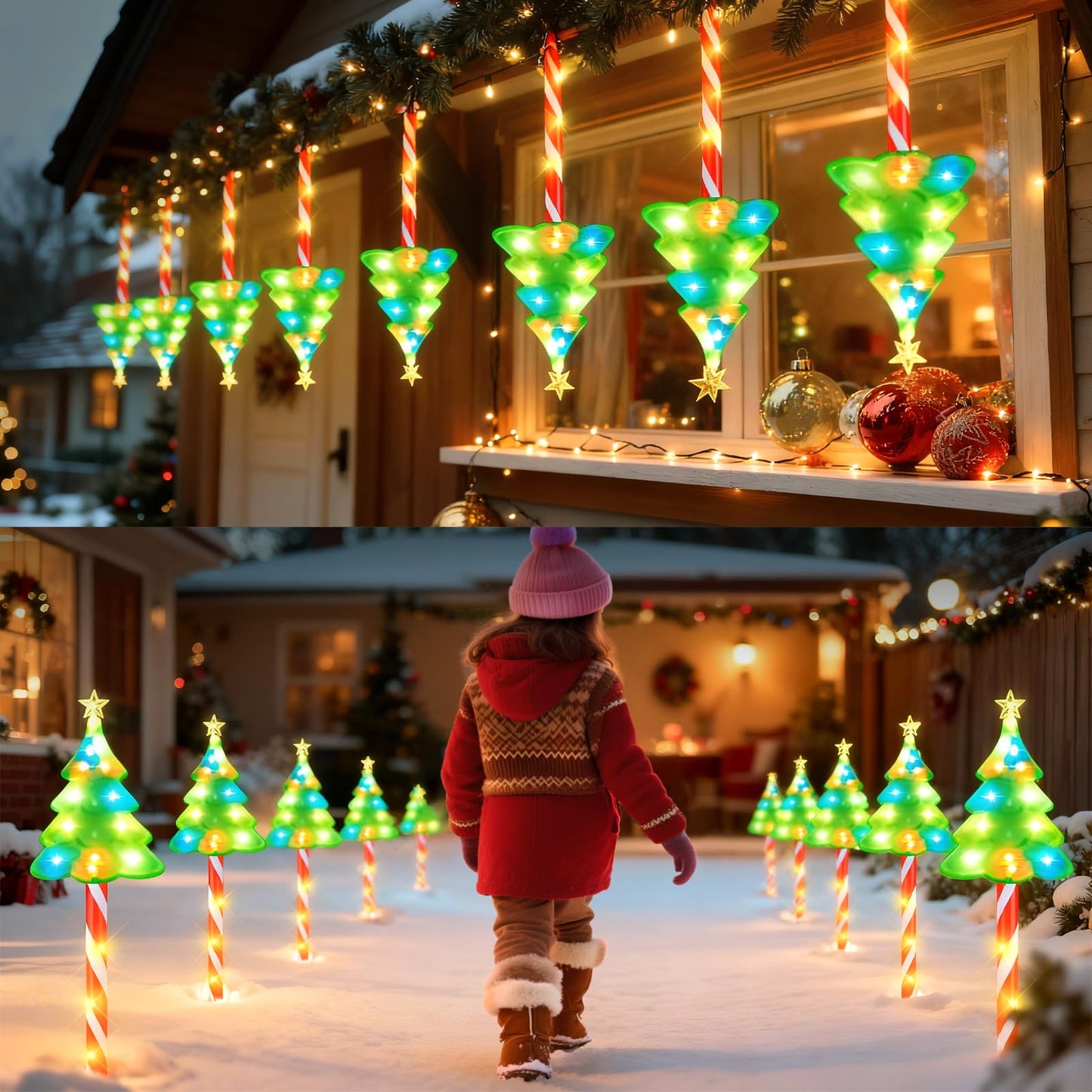 Christmas Solar Lights Outdoor Pathway: 6 Pack 25inch Solar Christmas Decorations Outdoor, Solar-Powered Xmas Tree Candy Cane Lights Outside for Yard Garden Walkway Driveway Christmas Decor