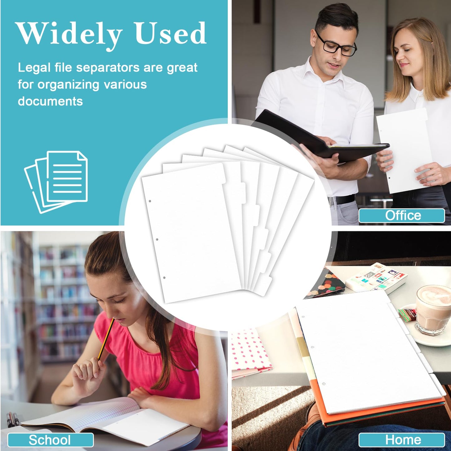 18 Sheets 9x14 Inch Legal Size Tabbed Dividers 3 Ring Binder Legal Size Binder Dividers White Legal Index Tab Dividers Legal Exhibit Dividers 6 File Separators with 2 Blank Card Stock for Office