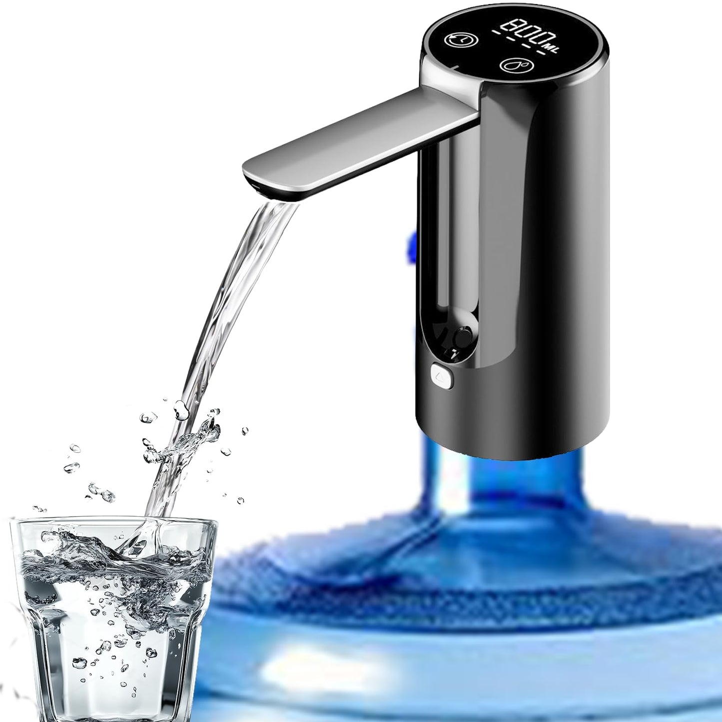 Water Dispenser for 5 Gallon Bottle, Portable Electric Water Pump, 4 Dispense Modes, Foldable Spout, USB Changing, Water Jug Pump for Home, Office, Camping