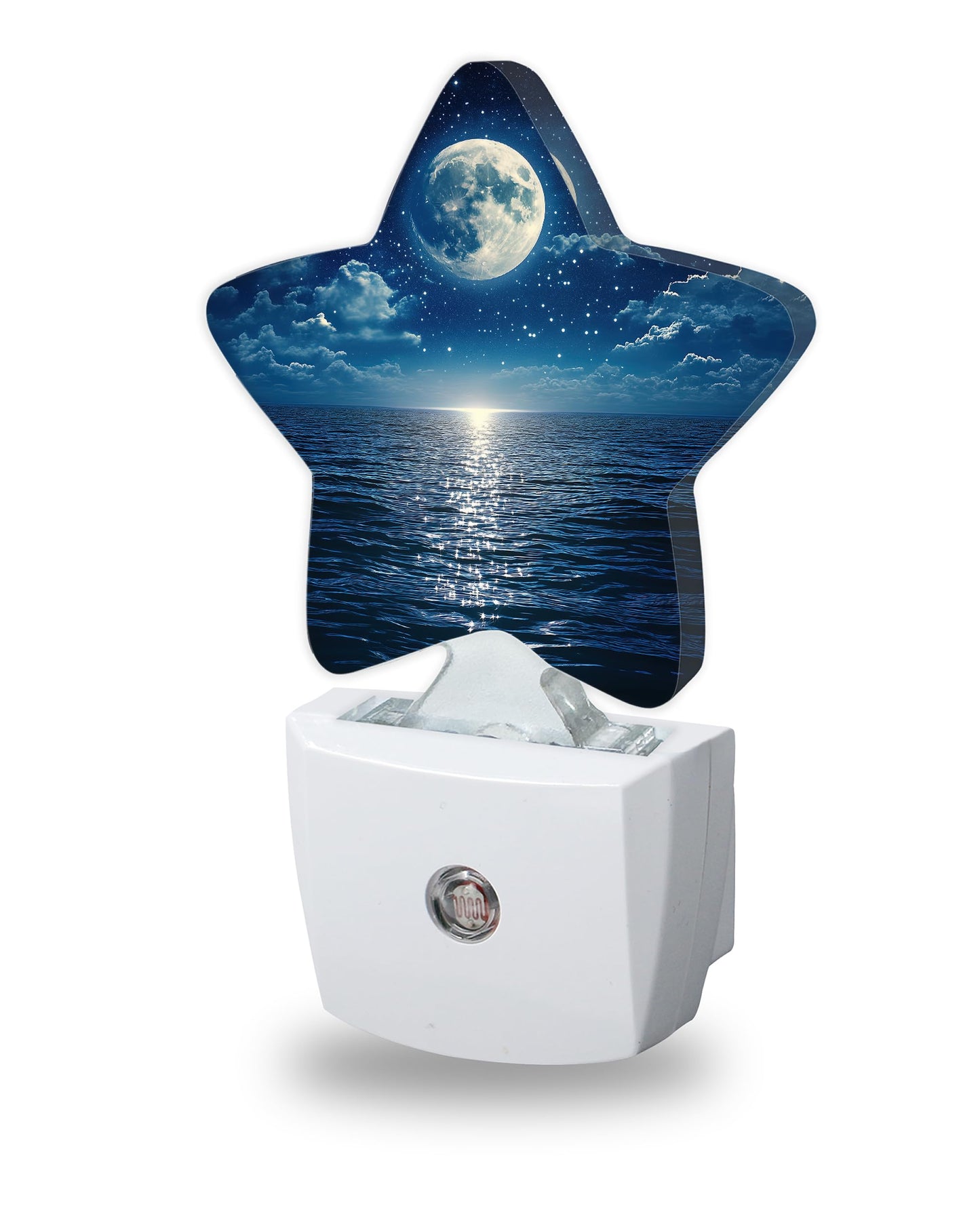 Moonlit Decorative Nightlight Plug in Wall,Ocean Starry Sky Star Shaped Night Light with Built in Sensor for Home Decor,Kitchen Hallway Stairs Desk Lamp