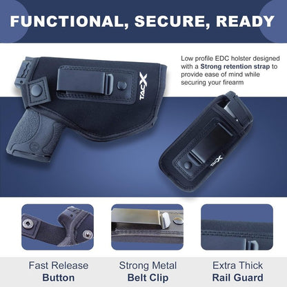 Universal IWB Holster - Concealed Carry Neoprene Bundle for S&W M&P Shield 9/40, 1911, XDS, Taurus, Glock