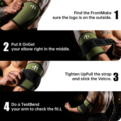 MANUEKLEAR Adjustable Compression Elbow Wraps for Weightlifting(1 Pair), Elbow Sleeves Weightlifting Men with Compression Band, 5mm Neoprene Elbow Strap for Weight Lifting and Bench Press