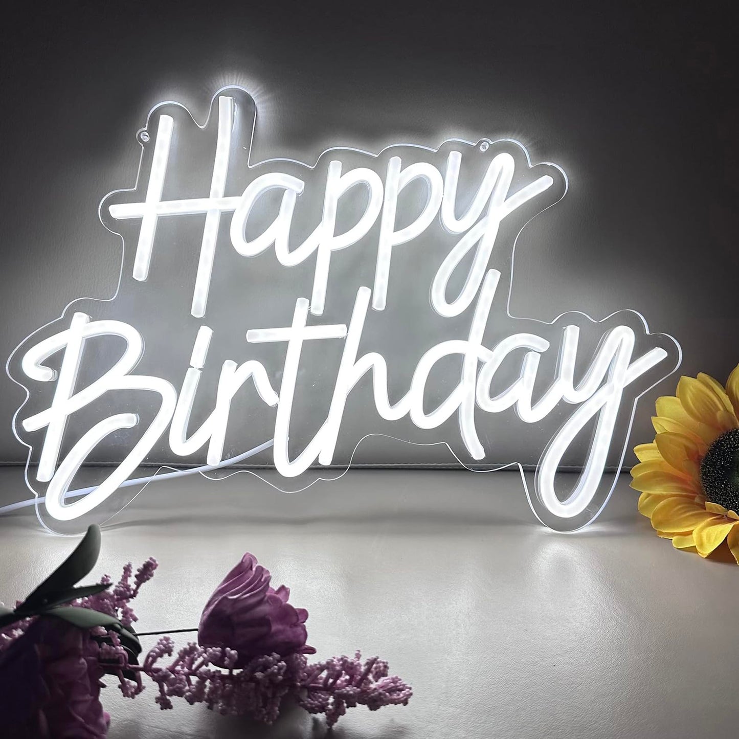 HFHungkeong LED Happy Birthday Neon Night Light for Wall Decor Art Wall Sconce Dimmable Neon Happy Birthday Sign for Birthday Party Home Decor, Bars, Christmas Celebration Occasions USB Powered 5V