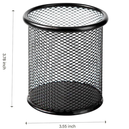 SNOW COOLER Pen Holder Mesh Pencil Holder Metal Pen Holder Cup Pencil Cup Holder for Desk Office Pen Organizer Black, 4 Pack