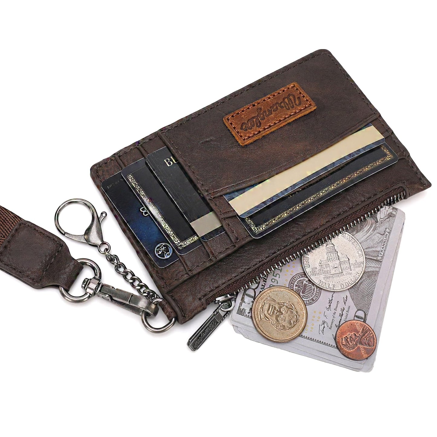 Montana West X Wrangler RFID Card Holder Slim Credit Card Wallet Small Credit Card Holder for Women Keychain Wristlet Wallet