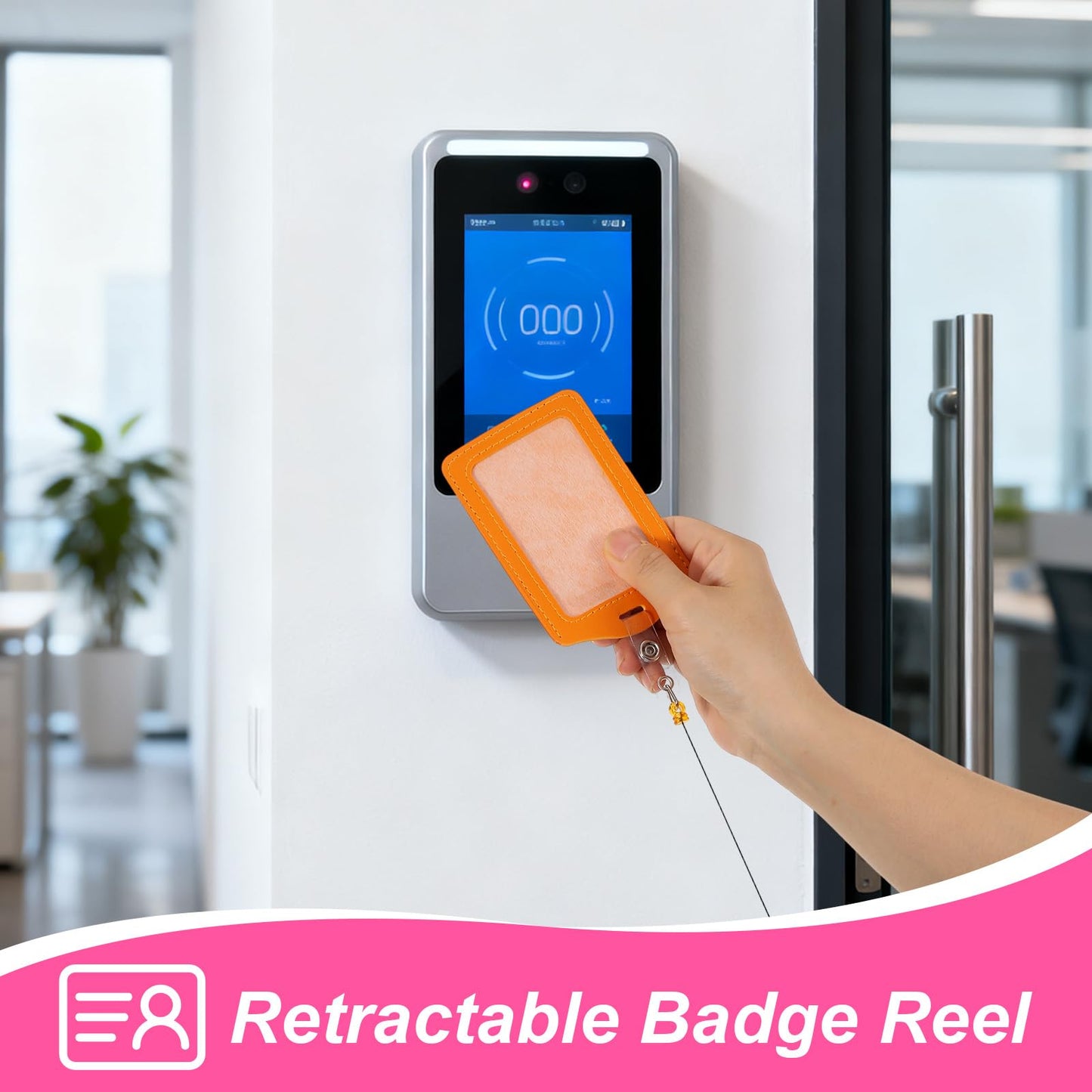 48 Sets Retractable Badge Reels with PU Leather ID Card Holders, Multicolor Vertical Badge Holder Reel Clip for Office, Nurse, Teacher, Doctor