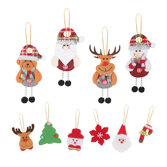 10-Piece Christmas Felt Ornament Set, Featuring Plush Santa Claus, Snowman, Reindeer, and Bear Ornaments, Suitable for Christmas Tree, Home, and Party Decoration (10 Different Designs)