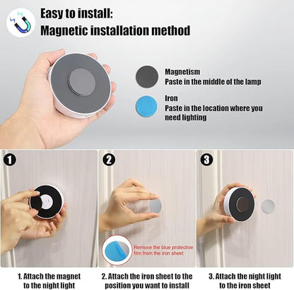 6 Pack Motion Sensor Light Indoor [8 LEDs], Electight Night Light USB Rechargeable, 400 mAh Battery & 3 Light Modes, Cordless Magnetic Sticker Nightlight, for Stair, Closet, Hallway - 6000K Cold White