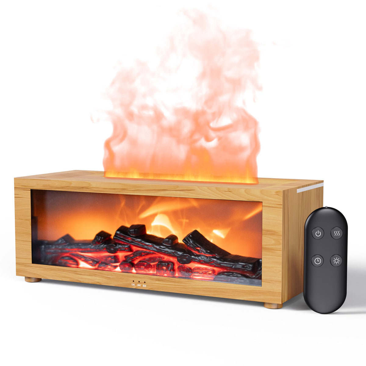 Fireplace Flame Air Diffuser Humidifier,7 Colors Aromatherapy Essential Oil Diffuser,Ultrasonic Aroma Humidifier with Timer for Home,Bedroom,Office,Yoga (BlackB, L)