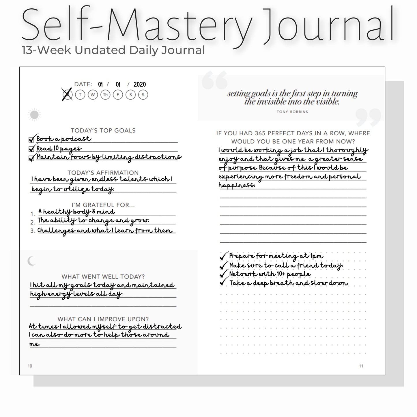 Self-Mastery Journal for Men with Prompts - 13 Week Guided Gratitude Journal - 5 Minute Journal - Reflection Manifestation Journals for Mindfulness - Self Care Journal - Goal Journal for Women & Men