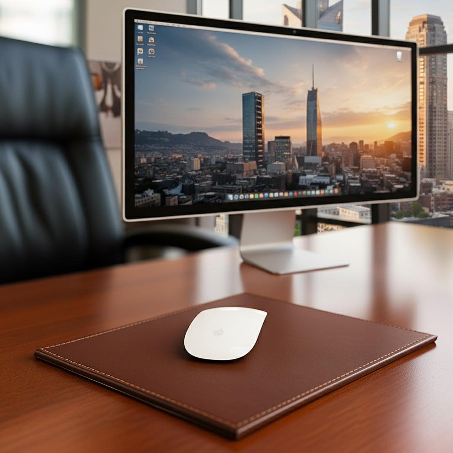 Dacasso Bonded Leather Mouse Pad, Brown