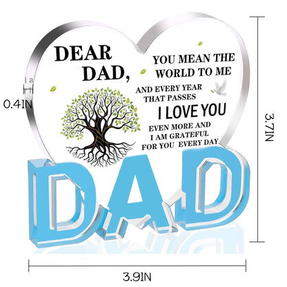 iLifemate Gift for Dad, Dad Birthday Gifts - Acrylic Heart Plaque 3.9 × 3.7 × 0.4inch, Christmas Birthday Gift for Dad from Daughter Son Wife, Memorial Gifts for Loss of Dad