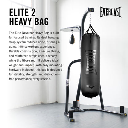 Everlast Elite 2 Heavy Bag (70 LB) with Wood Beam Heavy Punching Bag Hanger, Durable Boxing Heavy Bag for Home Training