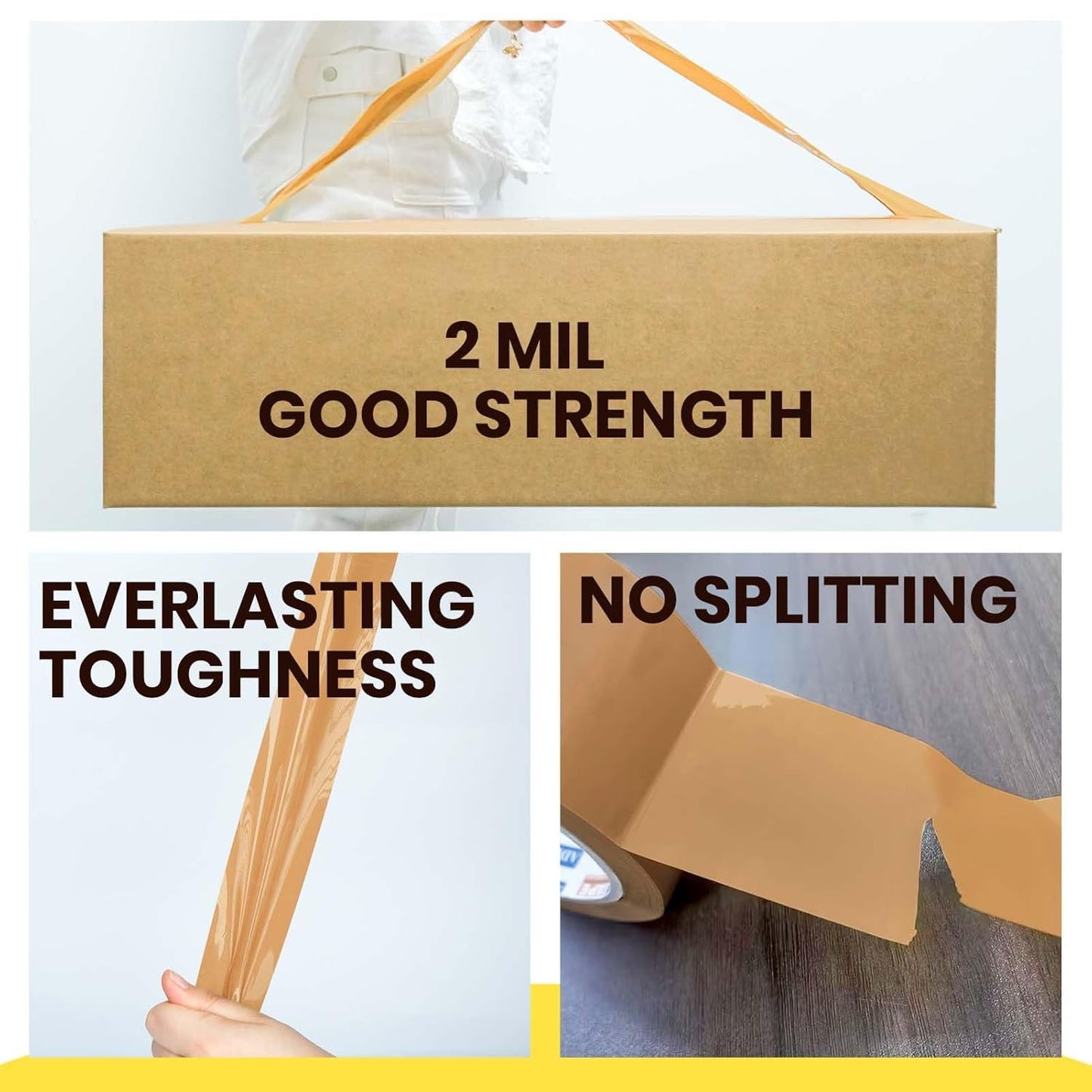 ADHES Brown Packing Tape with Dispenser, 1.88 Inch x 55 Yards, 12 Rolls Heavy Duty Shipping Tape for Moving Boxes, Packaging and Storage, Strong Adhesive