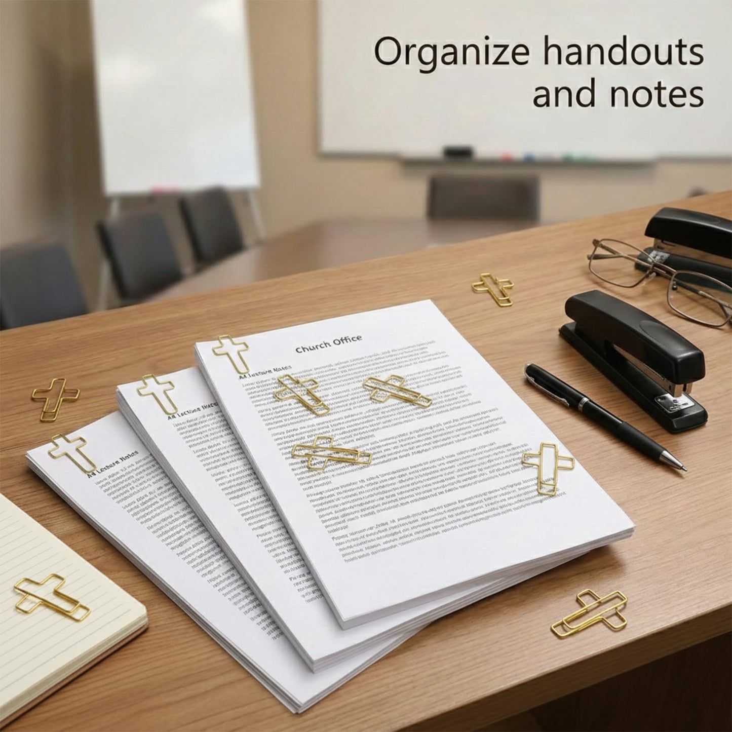 200 Pack Gold Cross Paper Clips, Decorative Paper Clips and Bookmarks for Bible Study, Journaling, Church Office and Home Use