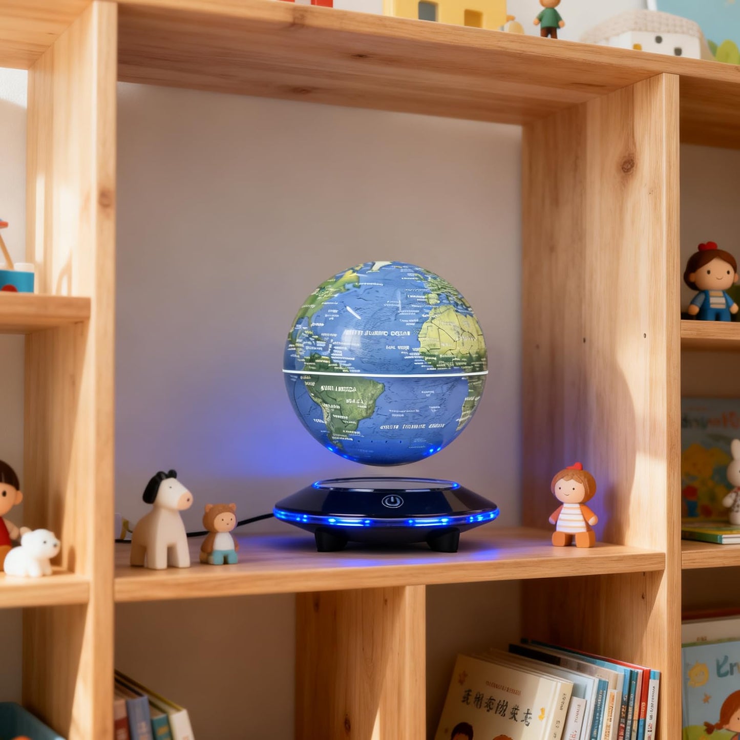 Levitating Globe with White LED Light, Magnetic Floating World Map Globes 360 Degree Rotating Display Mood Lamp Night Lights for Home Office Desk Decoration Birthday Gifts