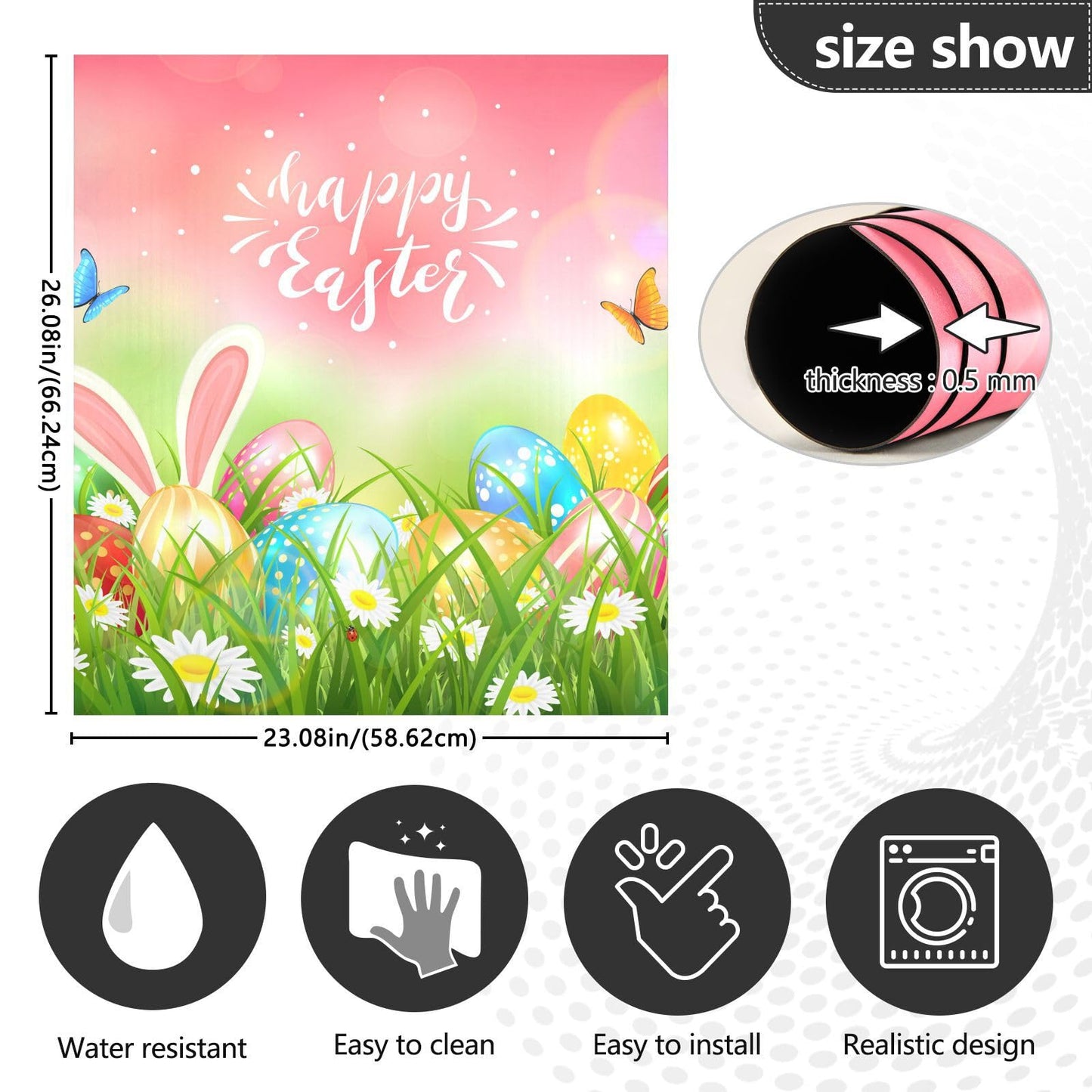 Kigai Easter Eggs Dishwasher Magnet Cover, Reuseable Kitchen Fridge Door Magnet Sticker, Waterproof Refrigerator Microwave Magnet Cover Hoilday Party Decor, 23 x 26 Inch