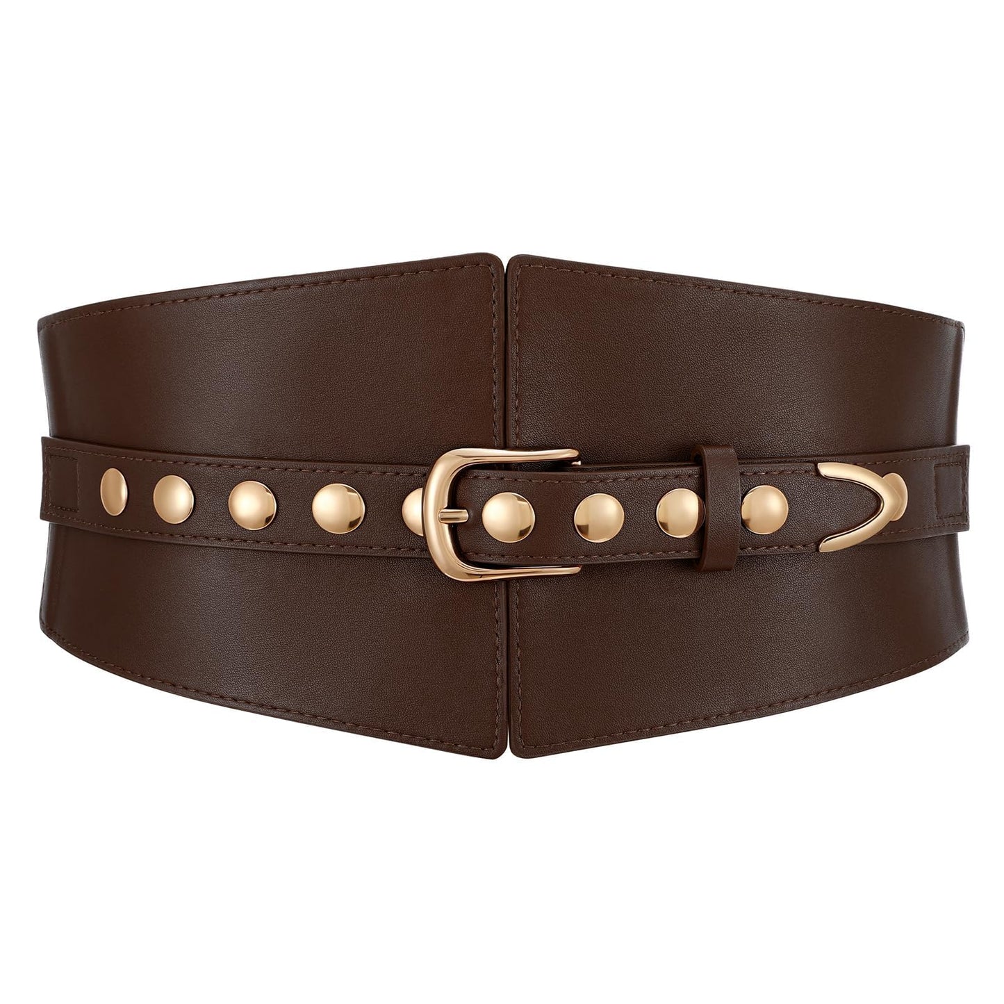 JKEEMI Wide Waist Belt Women Elastic Chunky Stretchy Elegance Belt with Gold Rivets Buckle for Daily Costume