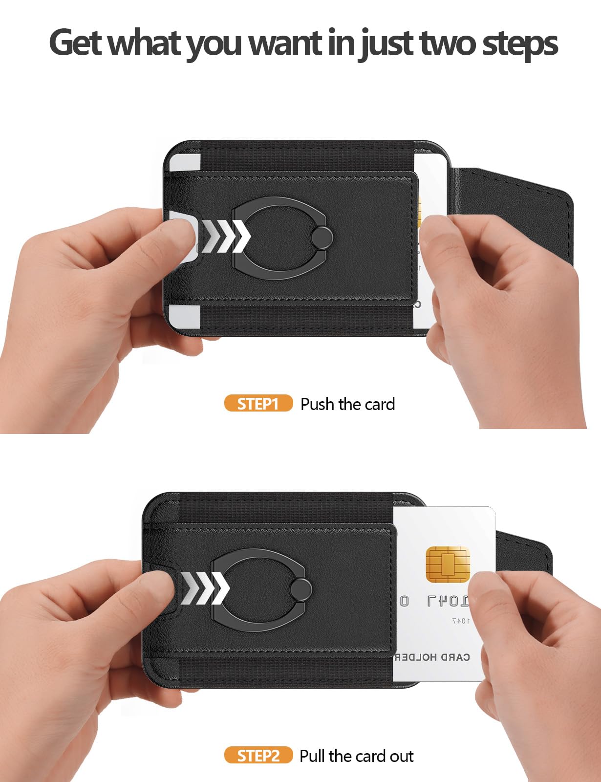 For Magsafe Wallet with Grip, 6-Card Holder, Stronger Magnetic Card Wallet Holder for iPhone 17/16/15, iPhone 14/13/12 Series, Leather Magnetic Phone Wallet with Privacy Flap, RFID Blocking, Black