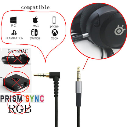 NewFantasia Replacement Audio Cable 3.5mm 5 Pole Male Cord Compatible with SteelSeries Arctis Nova 1, 1X, Pro, 7, 7X, 1P Gaming Headset 2meters 6.6feet