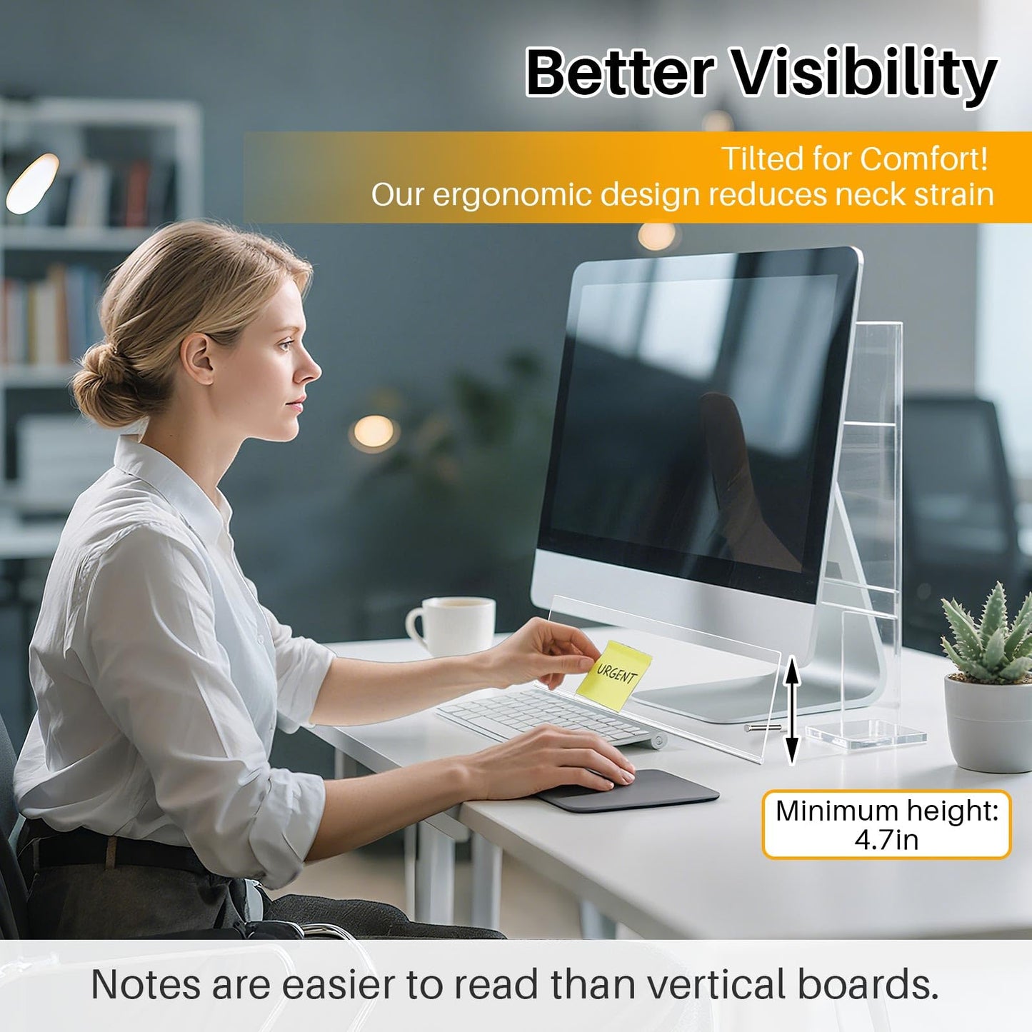 Monitor Memo Board Holder 14"x5", Office Organization Memo Holders for Computer Sticky Note Holder, Space-Saving Under Monitor, Movable & Reusable, Screen Saver for Office & Home Desktop Decor