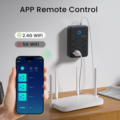 GHome Smart Plug Outlet Extender, USB Wall Charger with 3 Individual Smart Outlets and 3 Smart USB Ports, Works with Alexa Google Home, Surge Protector Plug Extender for APP Control,15A/1800W