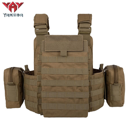 vAv YAKEDA Tactical Outdoor Vest Quick Release Adjustable Hunting Vest with PALS Molle System (US, Alpha, One Size, Regular, Regular, Mud Color)