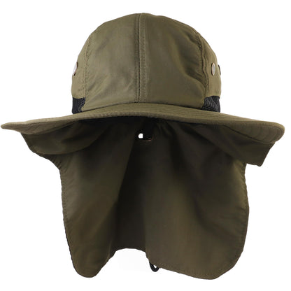 Falari Outdoor Sun Hat, Wide Brim with Neck Flap, Safari Hiking Gardening Fishing Hat