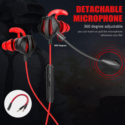 YYUNJINI Gaming Headset with Microphone Wired Gaming Earbuds PC for PS4 PS5 One PlayStation 5 Games Mobile Phone,Detachable Stereo Bass Earphones Noise Cancelling Gaming Headphones with Mic Black
