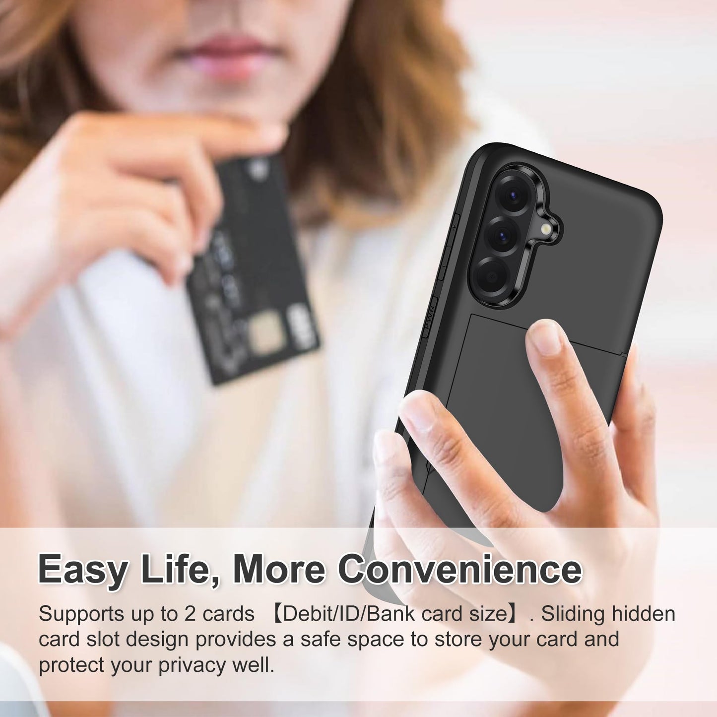 SAMONPOW for Samsung Galaxy A56 5G Case with Card Holder Wallet Case Heavy Duty Women Men Protective Dual Layer Shockproof Hidden Card Slot Slim Wallet Phone Cover for Samsung Galaxy A56 5G, Black