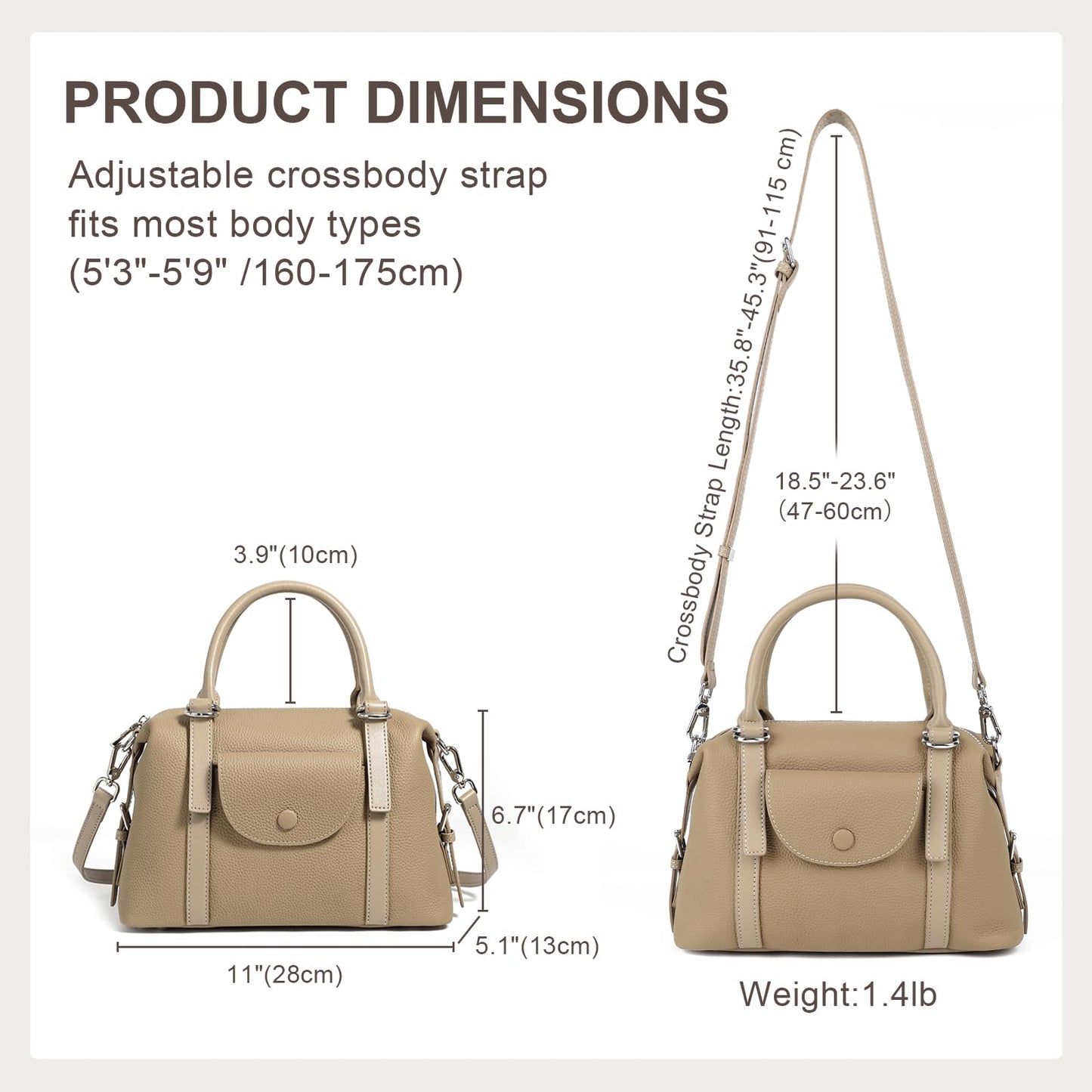 MoreFarther Handbags for Women, Genuine Leather Crossbody Bag Top Handle Bag with Adjustable Detachable Strap(Coffee)