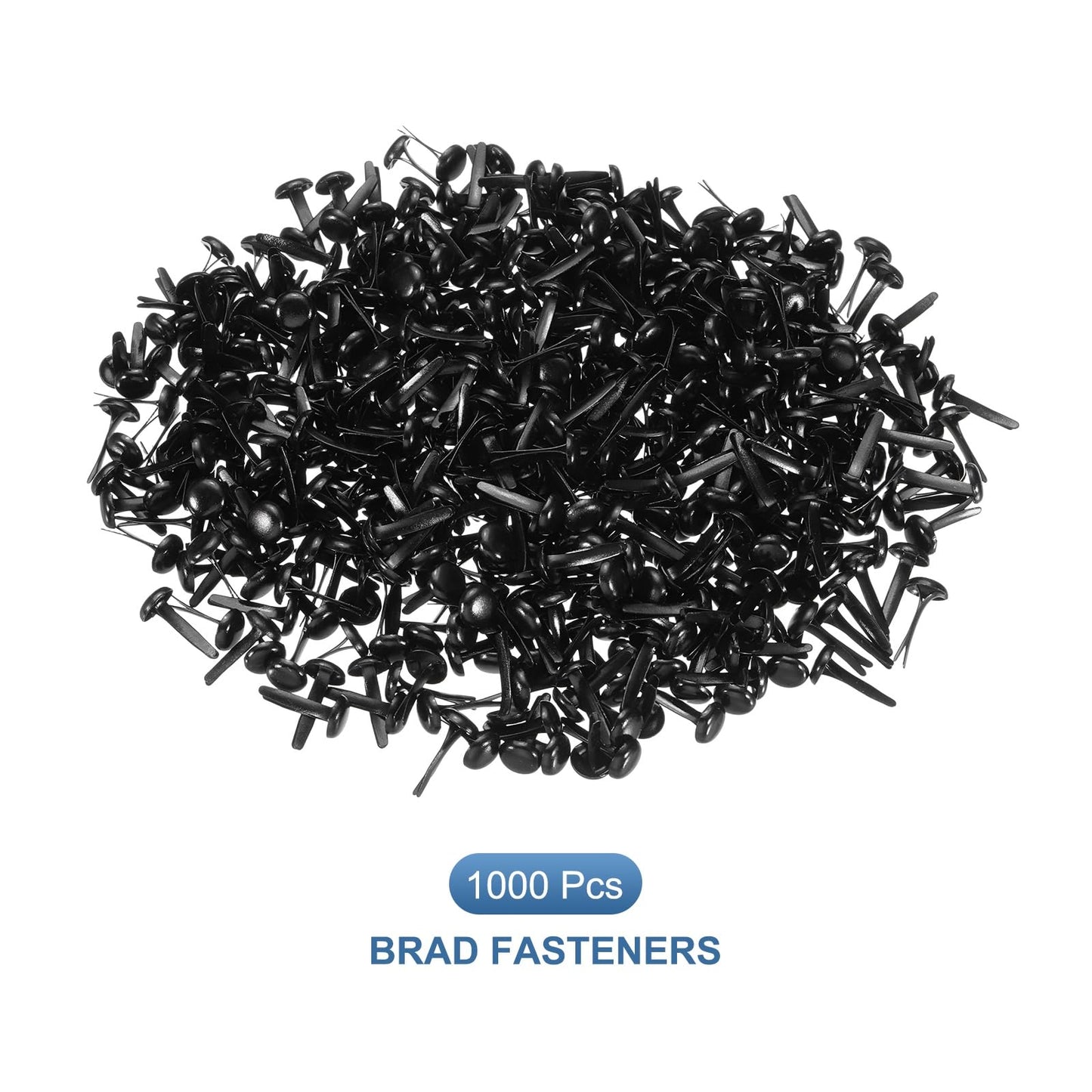 PATIKIL 1000 PCS Paper Brass Fasteners Split Pins Pastel Mini Metal Brads Round Head Plated Fastener for Craft Art Scrapbooking DIY Supplies, Black, 6 x 12 mm
